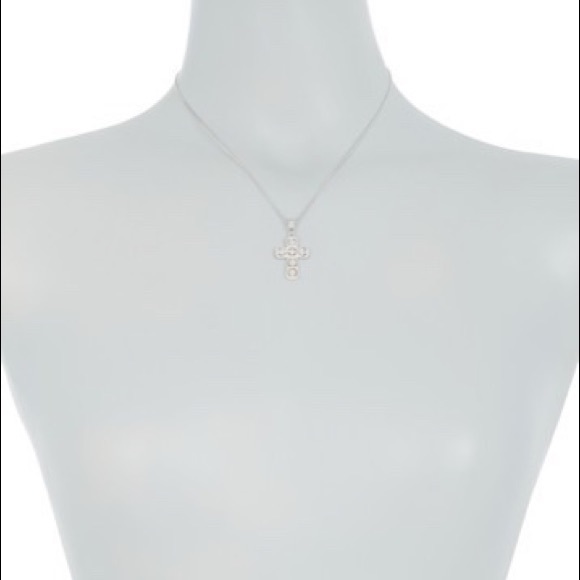 Savvy Cie Silver Filigree & Diamond Cross Necklace - Picture 5 of 7
